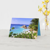 セイシェルトロピカルアイランドビーチ カード (黄色い花)