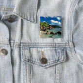 セイシェル、マヘ島、アンセロイヤルビーチ。3 缶バッジ (インサイチュ)