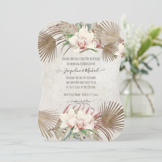 セイジトロピカルオーキッドフローラパーム葉 招待状 (スタンド正面)