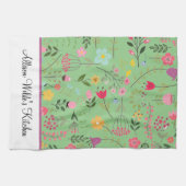 セイジ パーソナライズド スプリング ワイルドフラワーズ フローラル キッチンタオル (横)