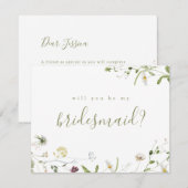 セイジ・ワイルドフラワー・ボーホー、私のウェディングパーティーになってくれる？ 招待状 (正面/裏面)