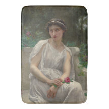 セイニャックによるロマンチックな赤い薔薇を持つ女性