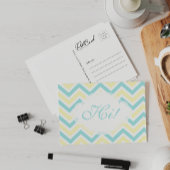 セイハイイエローアクアおもしろいジグザグパステルカスタムホテル ポストカード