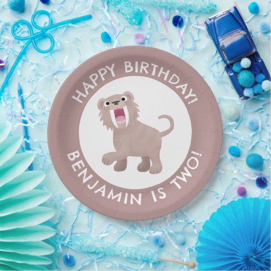 セイバータイガースミロドンパーソナライズされた誕生日 ペーパープレート (パーティー)