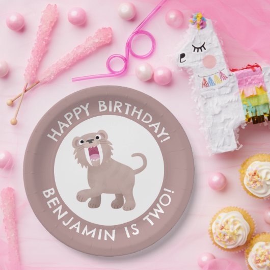 セイバータイガースミロドンパーソナライズされた誕生日 ペーパープレート (パーティー)