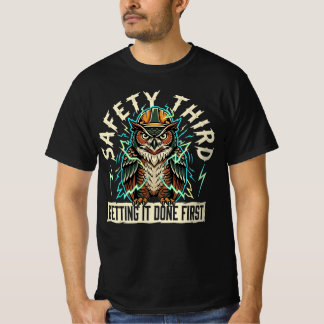 セイフティ・サード: まず仕事を終わらせる ブルーカラー Tシャツ