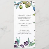 セイボリーオリーブのトスカーナの水の色結婚のメニュー メニュー (裏面)