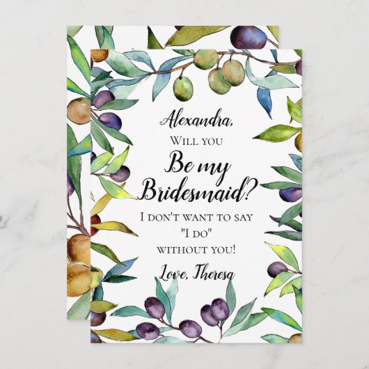 セイボリーオリーブのトスカーナの水色は私の花嫁になる 招待状 (正面/裏面)