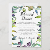 セイボリーオリーブのトスカーナ水の色のリハーサルディナー 招待状 (正面)