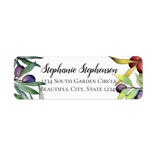 セイボリーオリーブのトスカーナ水彩差出人住所 ラベル (正面)