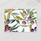 セイボリーオリーブのトスカーナ結婚の水彩囲い エンクロージャーカード (裏面)