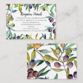 セイボリーオリーブのトスカーナ結婚の水彩囲い エンクロージャーカード (正面/裏面)