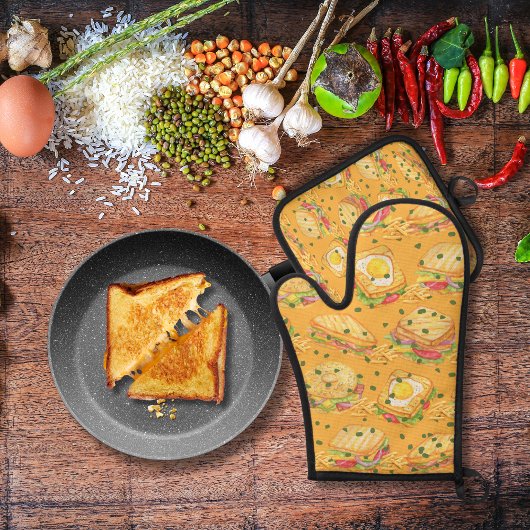 セイボリーグルメサンドイッチとフライドオレンジ 鍋つかみ&鍋敷きセット