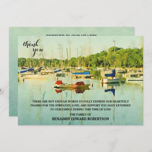 セイボーツオンレイクハリエット悔やみや弔慰サンキューカード 招待状 (正面/裏面)