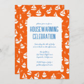 セイボーツカワイイビーチ航海の引っ越し祝いパーティーパーティー 招待状 (正面/裏面)