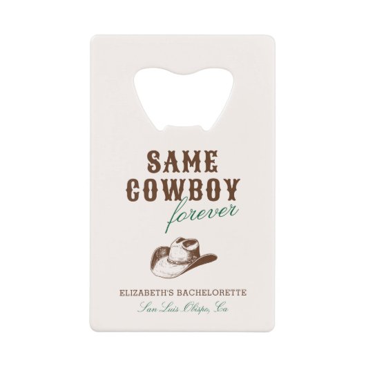 セイムカウボーイフォーエバーバチェロレッテ週末 クレジットカード栓抜き (正面)
