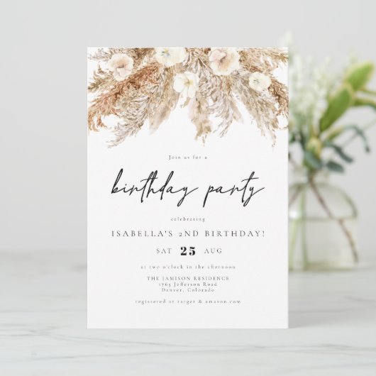 セイラボヘミアン砂漠パンパスグラスバースデーパーティー 招待状 (スタンド正面)