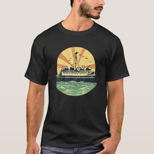 セイラー パンダ オーシャン クルーズ バケーション Tシャツ (正面)