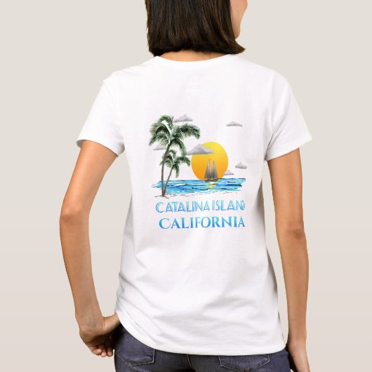 セイリングカタリーナアイランドカリフォルニア帆船 Tシャツ (裏面)