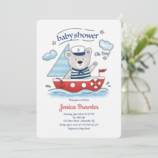 セイリングテディベアベイビーシャワー 招待状 (スタンド正面)