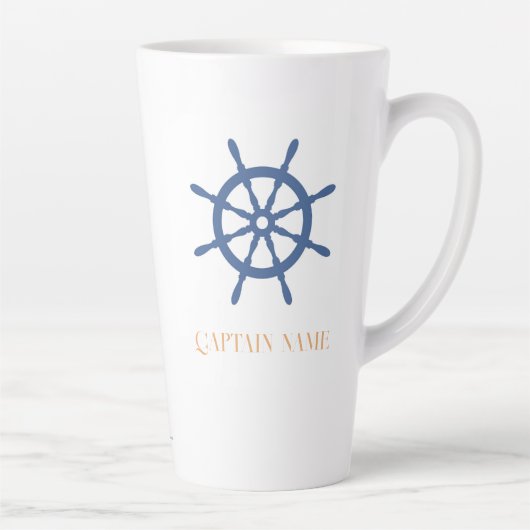 セイルアウェイ nautical なビーチのオーダーメイド船の操舵盤 カフェラテマグ (右)
