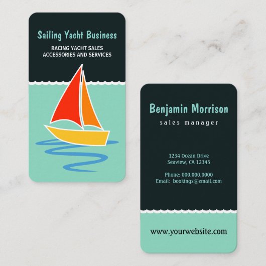 セイルカラフルヨットセーリングボートバーチカルボート 名刺 (正面/裏面)