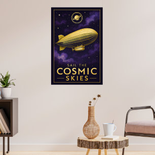 セイルザコズミックスカイズ – レトロ宇宙飛行船 ポスター