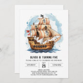 セイルズカスタムジョリーロジャーパイレーツ誕生日 招待状 (正面/裏面)