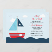 セイルボートベビーシャワー招待状 招待状 (正面/裏面)