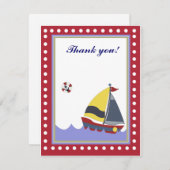 セイルボートレッド縁どありがとうフラット サンキューカード (正面/裏面)