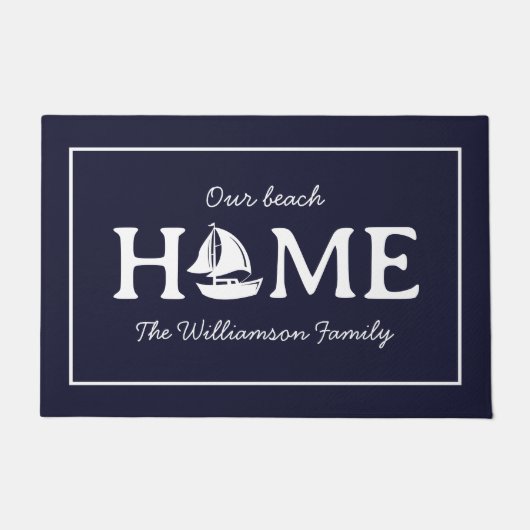 セイルモダンボートホームファミリーネームビーチレイク ドアマット (正面)