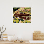 セイルモーターボートヴィンテージ航海のアンティーク ポスター (キッチン)