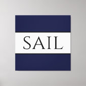 セイルワイドスポーティ航海のネイビーブルーホワイトストライプ キャンバスプリント (正面)