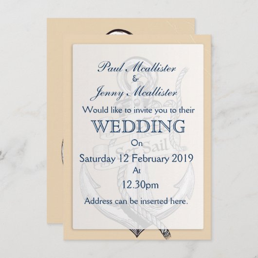 セイルヴィンテージ航海の結婚式招待状 招待状 (正面/裏面)