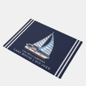 セイル航海のボートネイビーブルーカスタムレイクハウス ドアマット (アングル)