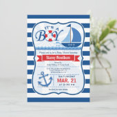 セイル航海のボートベビーシャワー招待状 招待状 (スタンド正面)