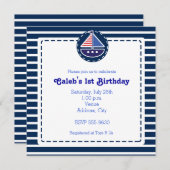 セイル航海のボートベビーシャワー誕生日招待状 招待状 (正面/裏面)