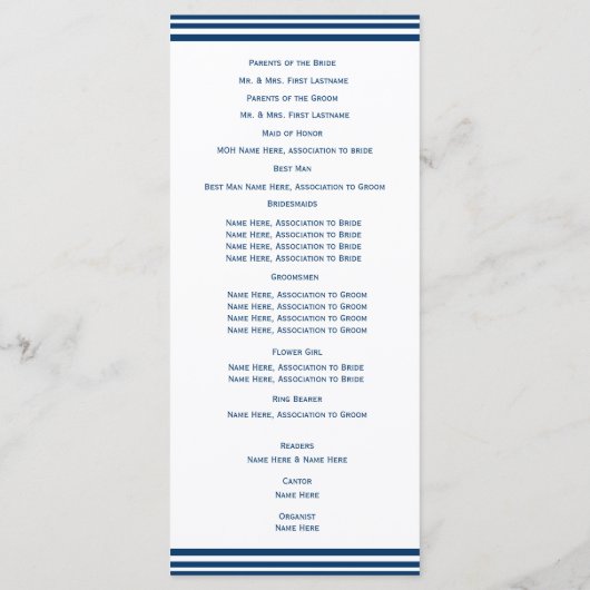 セイル航海のボート結婚式 プログラム (裏面)