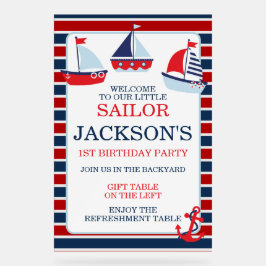 セイル航海のボート1stバースデーウェルカムサイン アクリルサイン