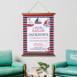 セイル航海のボート1st誕生日 吊り下げ型タペストリー