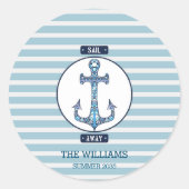 セイル遠くにいかり – サマー航海のステッカー ラウンドシール (正面)