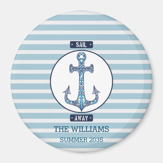 セイル遠くにいかり – マパーソナライズされたグ航海のネット マグネット (正面)