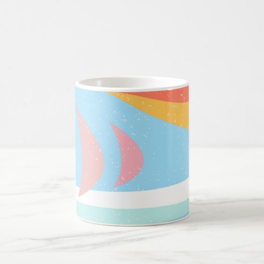 セイル遠くに抽象芸術ヨット コーヒーマグカップ (中央)
