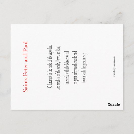 セインズピーターとポールの祈りの言葉カード ポストカード (裏面)