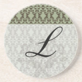 セイージオリーブ緑と茶色のダマ華美スク模様 コースター (正面)