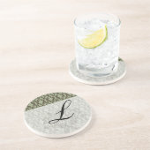 セイージオリーブ緑と茶色のダマ華美スク模様 コースター (側面)