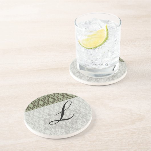 セイージオリーブ緑と茶色のダマ華美スク模様 コースター (側面)