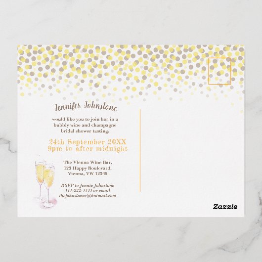 セイ応援ブライダルシャワーワインシャンパンテイスティング 箔シーズンポストカード (裏面)