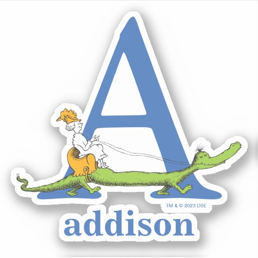 セウス博士のABC：手紙A – 白 |名前の追加 シール (正面)