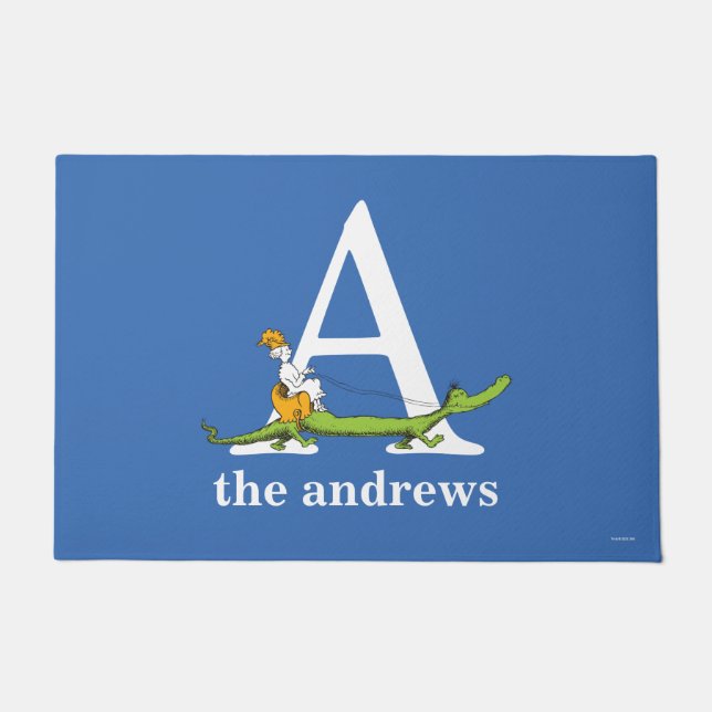 セウス博士のABC：手紙A – 白 |名前の追加 ドアマット (正面)